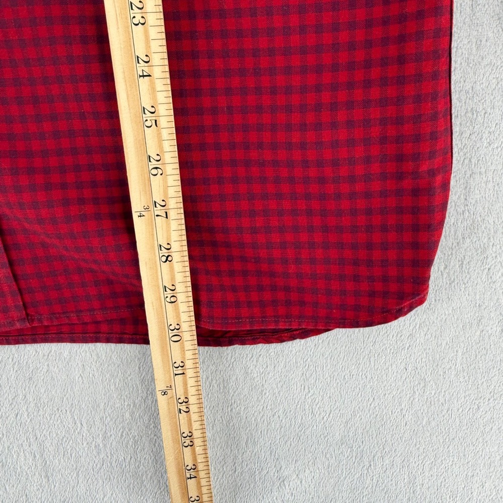 Lacoste Mens Large Regular Fit Gingham Button Down Shirt Red Navy Blue Preppy - Picture 12 of 13